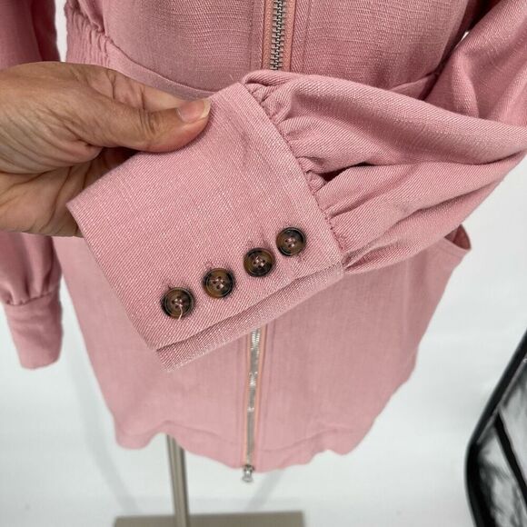 C/Meo Collective Womens Zip Clean Slate Long Sleeve Mini Dress Pink Medium NWT - Picture 7 of 10